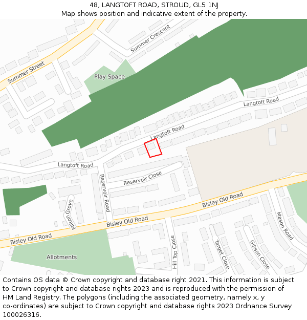 48, LANGTOFT ROAD, STROUD, GL5 1NJ: Location map and indicative extent of plot