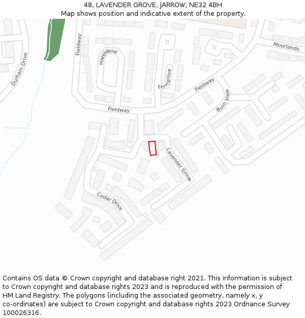 48, LAVENDER GROVE, JARROW, NE32 4BH: Location map and indicative extent of plot