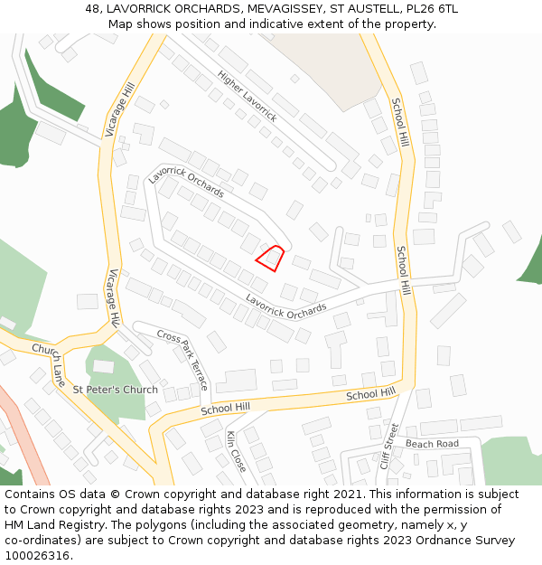 48, LAVORRICK ORCHARDS, MEVAGISSEY, ST AUSTELL, PL26 6TL: Location map and indicative extent of plot