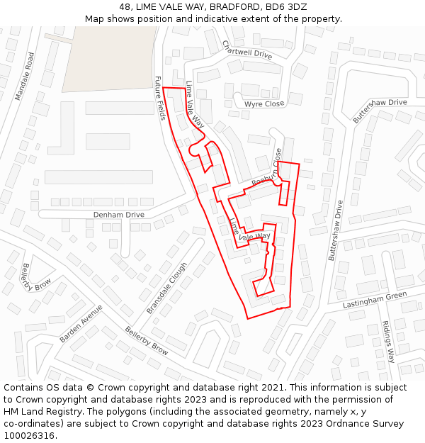 48, LIME VALE WAY, BRADFORD, BD6 3DZ: Location map and indicative extent of plot