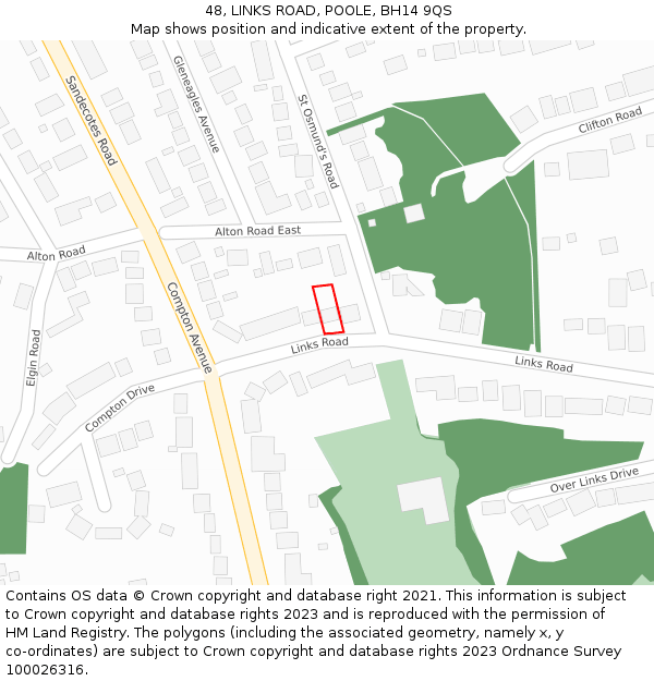 48, LINKS ROAD, POOLE, BH14 9QS: Location map and indicative extent of plot