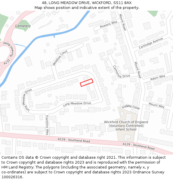 48, LONG MEADOW DRIVE, WICKFORD, SS11 8AX: Location map and indicative extent of plot