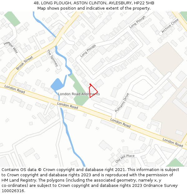 48, LONG PLOUGH, ASTON CLINTON, AYLESBURY, HP22 5HB: Location map and indicative extent of plot