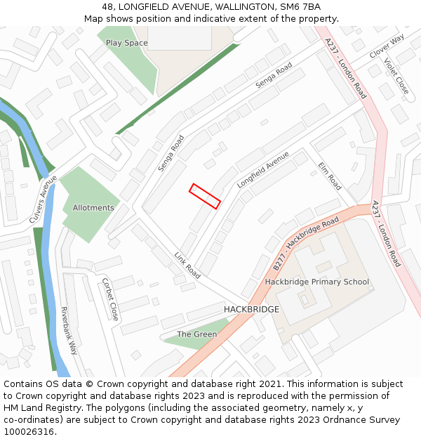48, LONGFIELD AVENUE, WALLINGTON, SM6 7BA: Location map and indicative extent of plot