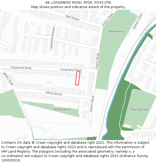 48, LONGMEAD ROAD, RYDE, PO33 2TW: Location map and indicative extent of plot