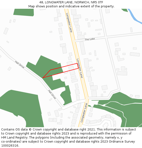 48, LONGWATER LANE, NORWICH, NR5 0TF: Location map and indicative extent of plot