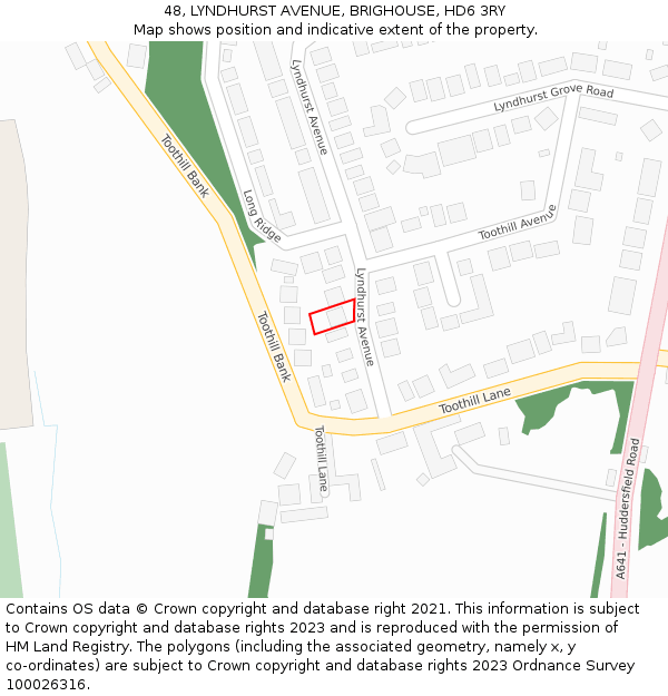 48, LYNDHURST AVENUE, BRIGHOUSE, HD6 3RY: Location map and indicative extent of plot