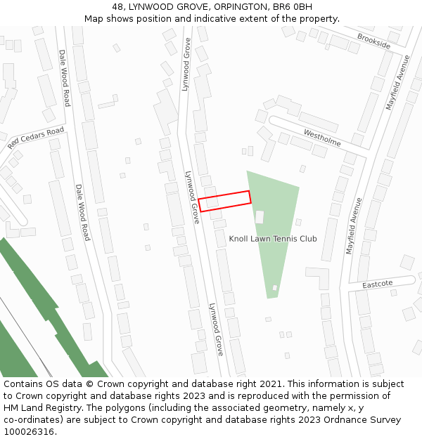 48, LYNWOOD GROVE, ORPINGTON, BR6 0BH: Location map and indicative extent of plot