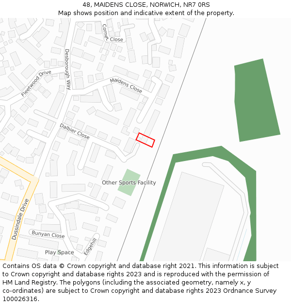 48, MAIDENS CLOSE, NORWICH, NR7 0RS: Location map and indicative extent of plot