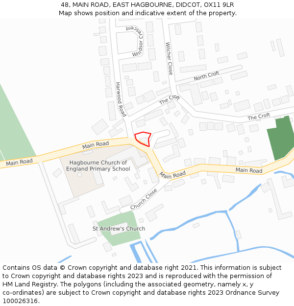 48, MAIN ROAD, EAST HAGBOURNE, DIDCOT, OX11 9LR: Location map and indicative extent of plot