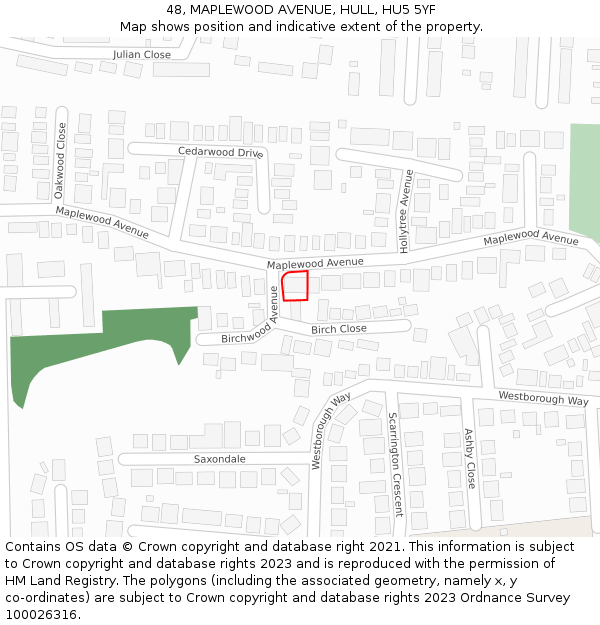 48, MAPLEWOOD AVENUE, HULL, HU5 5YF: Location map and indicative extent of plot