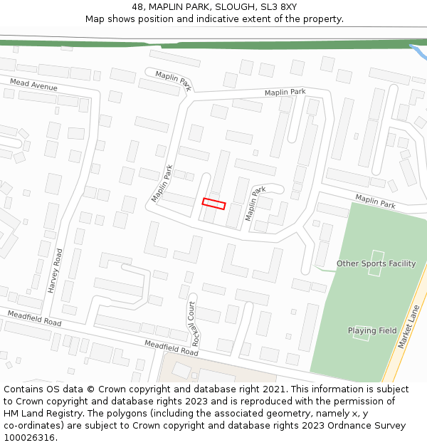 48, MAPLIN PARK, SLOUGH, SL3 8XY: Location map and indicative extent of plot