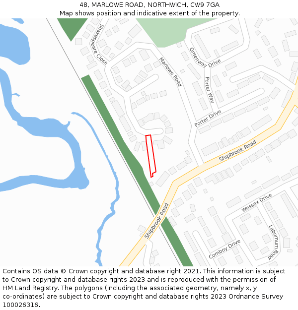 48, MARLOWE ROAD, NORTHWICH, CW9 7GA: Location map and indicative extent of plot