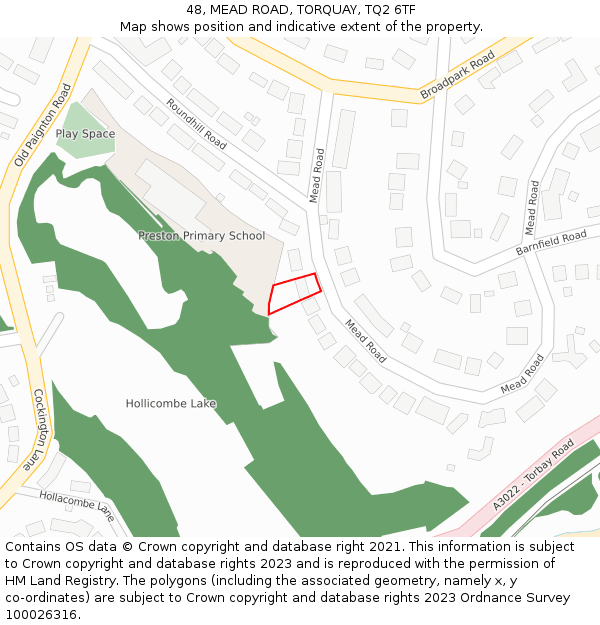 48, MEAD ROAD, TORQUAY, TQ2 6TF: Location map and indicative extent of plot