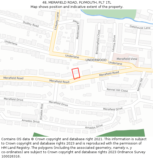 48, MERAFIELD ROAD, PLYMOUTH, PL7 1TL: Location map and indicative extent of plot