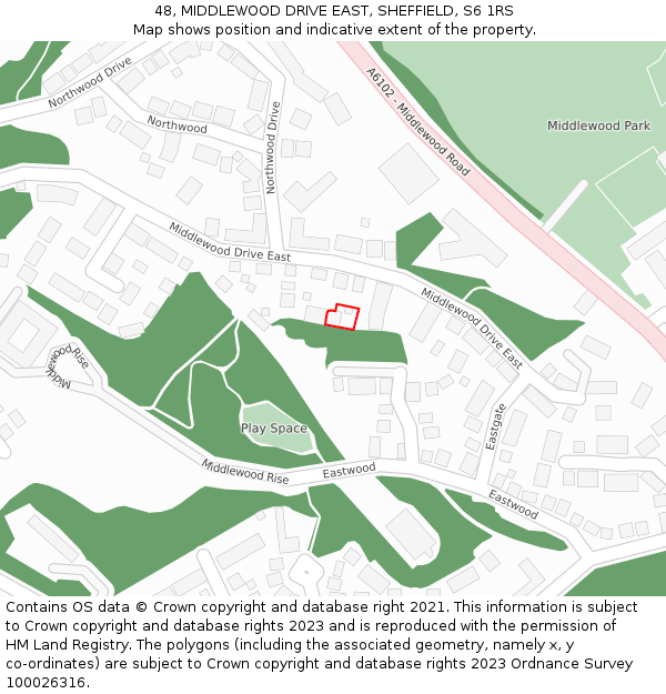 48, MIDDLEWOOD DRIVE EAST, SHEFFIELD, S6 1RS: Location map and indicative extent of plot