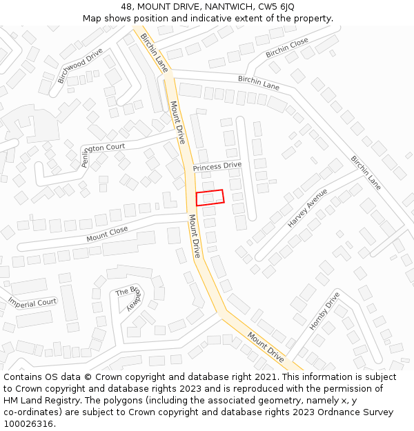 48, MOUNT DRIVE, NANTWICH, CW5 6JQ: Location map and indicative extent of plot