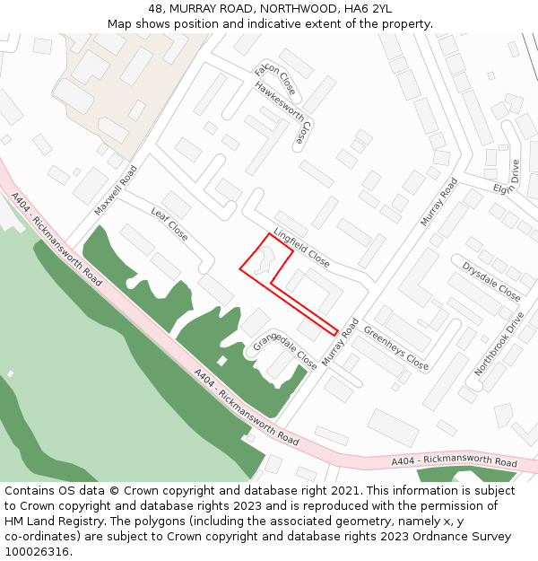 48, MURRAY ROAD, NORTHWOOD, HA6 2YL: Location map and indicative extent of plot