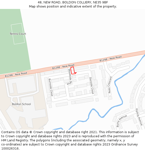 48, NEW ROAD, BOLDON COLLIERY, NE35 9BF: Location map and indicative extent of plot