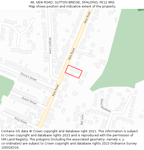 48, NEW ROAD, SUTTON BRIDGE, SPALDING, PE12 9RQ: Location map and indicative extent of plot