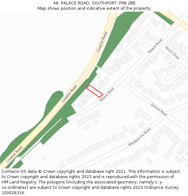 48, PALACE ROAD, SOUTHPORT, PR8 2BE: Location map and indicative extent of plot
