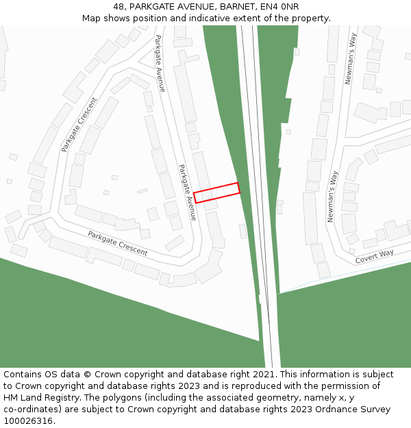 48, PARKGATE AVENUE, BARNET, EN4 0NR: Location map and indicative extent of plot