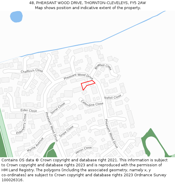 48, PHEASANT WOOD DRIVE, THORNTON-CLEVELEYS, FY5 2AW: Location map and indicative extent of plot