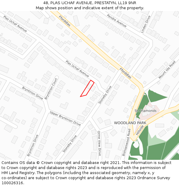 48, PLAS UCHAF AVENUE, PRESTATYN, LL19 9NR: Location map and indicative extent of plot