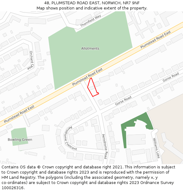 48, PLUMSTEAD ROAD EAST, NORWICH, NR7 9NF: Location map and indicative extent of plot