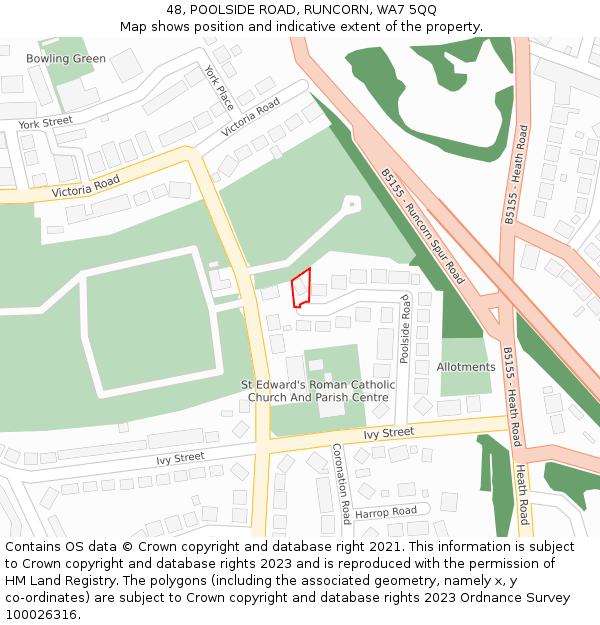 48, POOLSIDE ROAD, RUNCORN, WA7 5QQ: Location map and indicative extent of plot