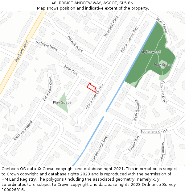 48, PRINCE ANDREW WAY, ASCOT, SL5 8NJ: Location map and indicative extent of plot