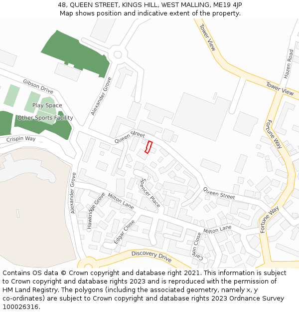 48, QUEEN STREET, KINGS HILL, WEST MALLING, ME19 4JP: Location map and indicative extent of plot