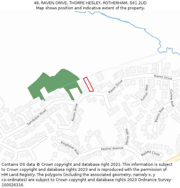 48, RAVEN DRIVE, THORPE HESLEY, ROTHERHAM, S61 2UD: Location map and indicative extent of plot