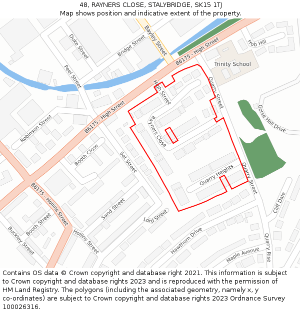 48, RAYNERS CLOSE, STALYBRIDGE, SK15 1TJ: Location map and indicative extent of plot