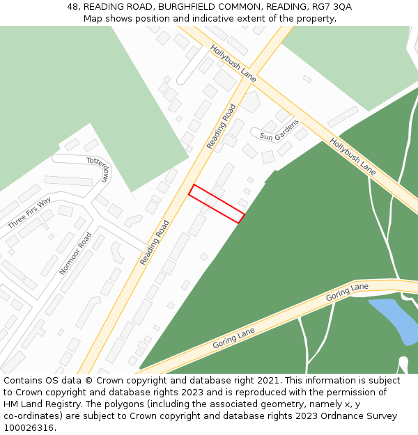 48, READING ROAD, BURGHFIELD COMMON, READING, RG7 3QA: Location map and indicative extent of plot