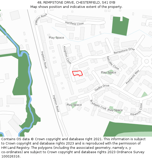 48, REMPSTONE DRIVE, CHESTERFIELD, S41 0YB: Location map and indicative extent of plot