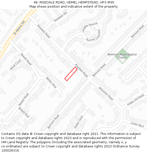 48, RISEDALE ROAD, HEMEL HEMPSTEAD, HP3 9NN: Location map and indicative extent of plot