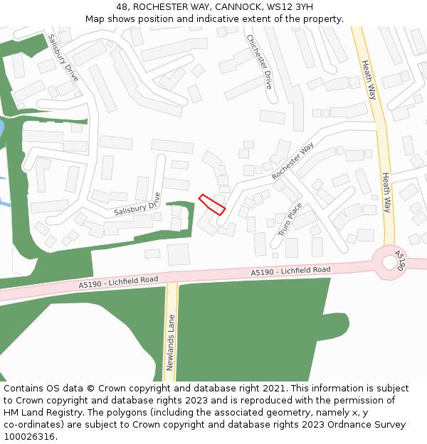 48, ROCHESTER WAY, CANNOCK, WS12 3YH: Location map and indicative extent of plot
