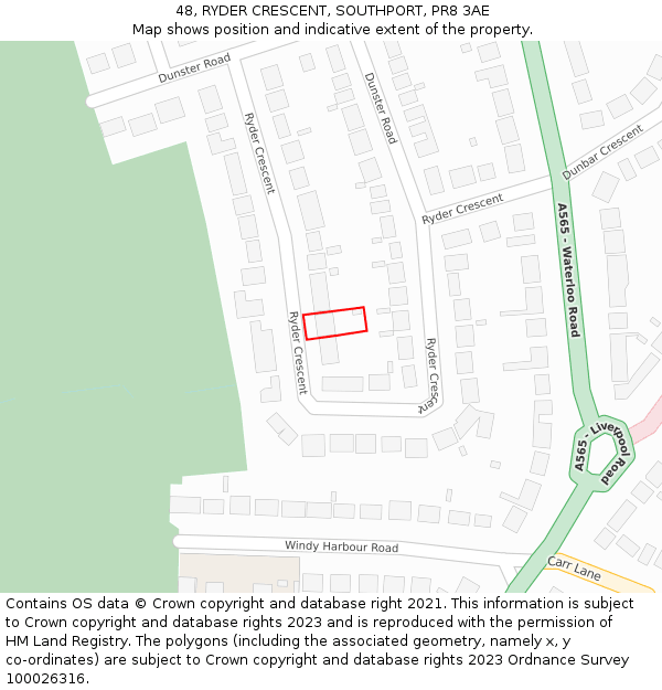 48, RYDER CRESCENT, SOUTHPORT, PR8 3AE: Location map and indicative extent of plot
