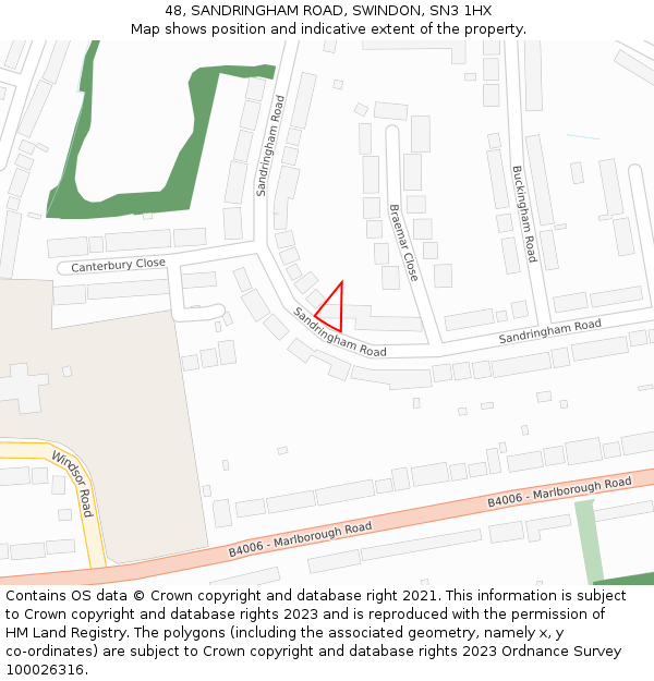 48, SANDRINGHAM ROAD, SWINDON, SN3 1HX: Location map and indicative extent of plot