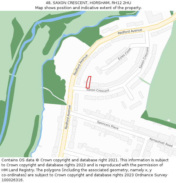 48, SAXON CRESCENT, HORSHAM, RH12 2HU: Location map and indicative extent of plot