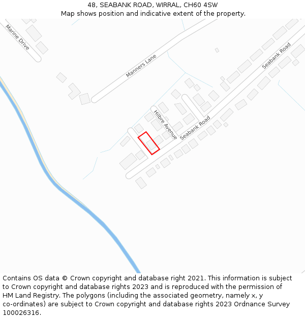 48, SEABANK ROAD, WIRRAL, CH60 4SW: Location map and indicative extent of plot