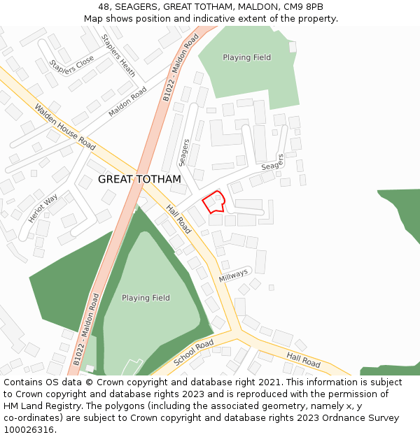 48, SEAGERS, GREAT TOTHAM, MALDON, CM9 8PB: Location map and indicative extent of plot