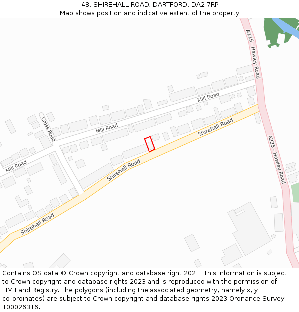 48, SHIREHALL ROAD, DARTFORD, DA2 7RP: Location map and indicative extent of plot