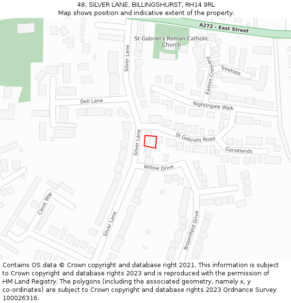 48, SILVER LANE, BILLINGSHURST, RH14 9RL: Location map and indicative extent of plot