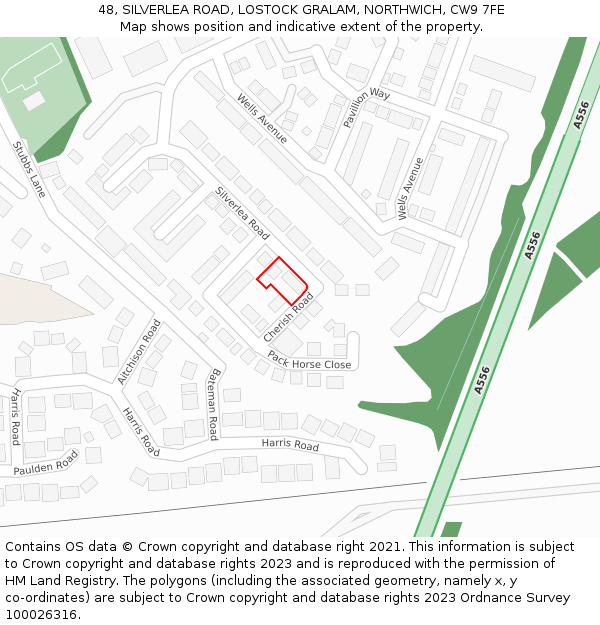 48, SILVERLEA ROAD, LOSTOCK GRALAM, NORTHWICH, CW9 7FE: Location map and indicative extent of plot