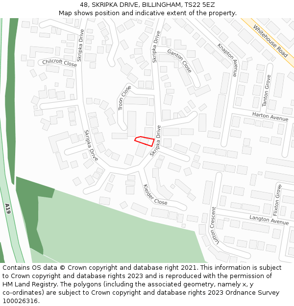 48, SKRIPKA DRIVE, BILLINGHAM, TS22 5EZ: Location map and indicative extent of plot
