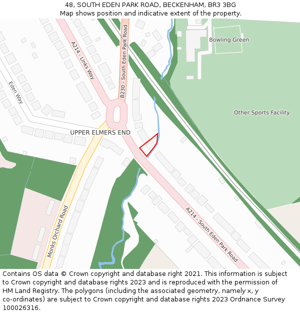 48, SOUTH EDEN PARK ROAD, BECKENHAM, BR3 3BG: Location map and indicative extent of plot