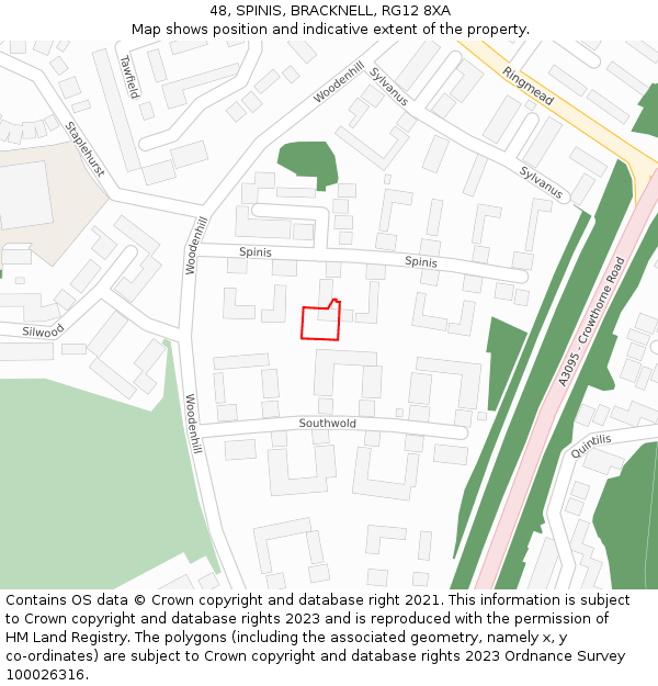 48, SPINIS, BRACKNELL, RG12 8XA: Location map and indicative extent of plot