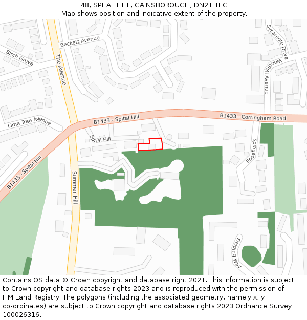 48, SPITAL HILL, GAINSBOROUGH, DN21 1EG: Location map and indicative extent of plot